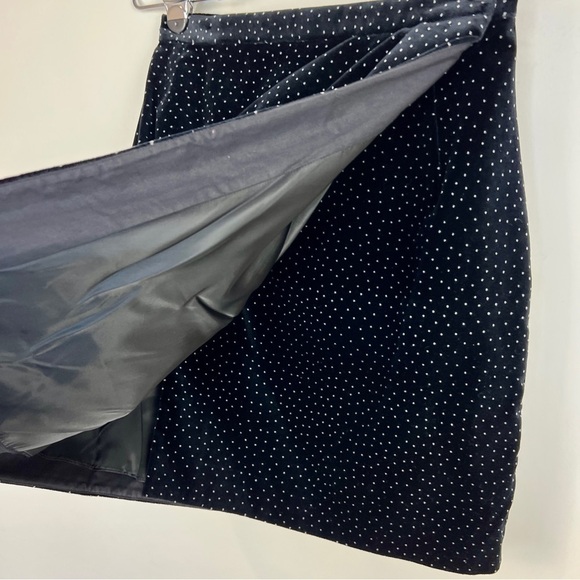 NEW Theory Velvet Pleated Wrap Skirt Black Polka Dot size 00 - Picture 3 of 9